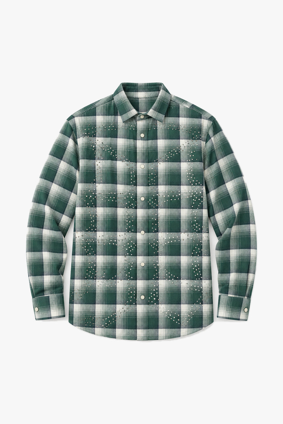Chemise carreaux ornés 27706 - Vert - Vue à plat sans mannequin