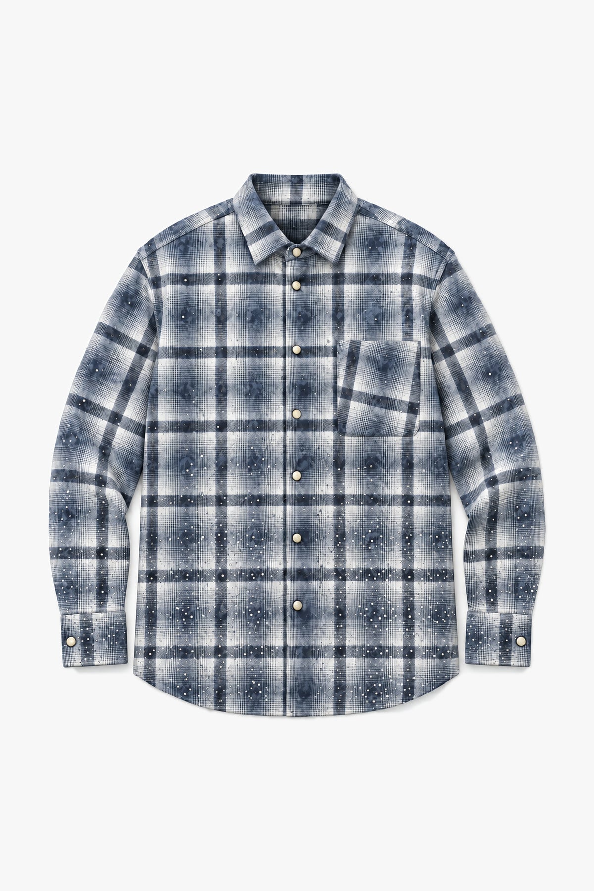 Chemise grands carreaux 27707 - Marine - Vue à plat sans mannequin