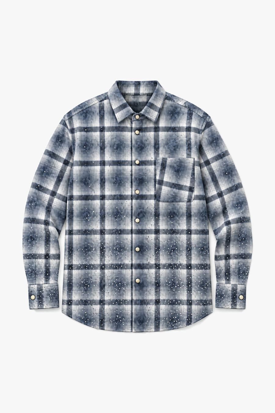 Chemise grands carreaux 27707 - Marine - Vue à plat sans mannequin