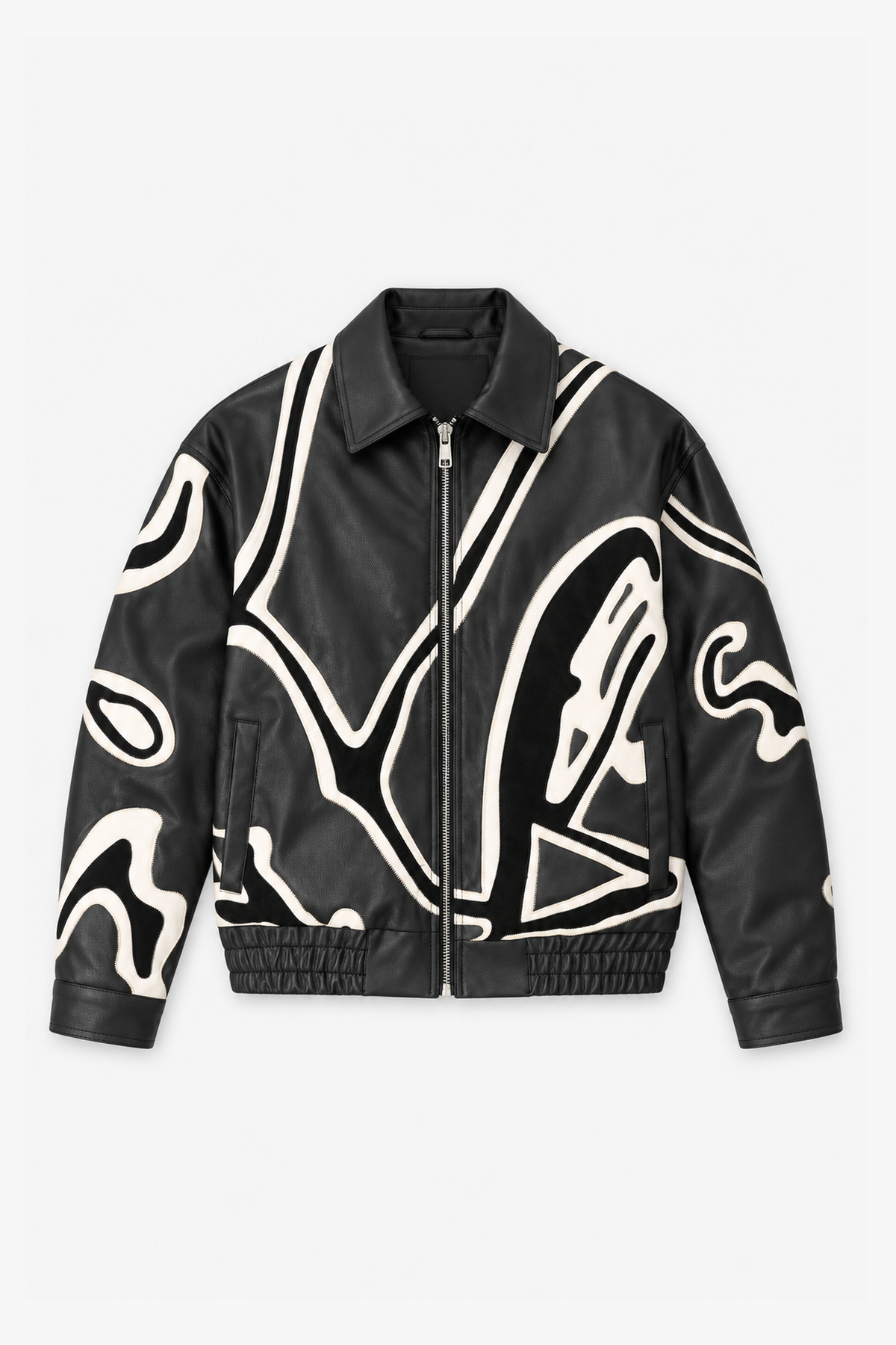 Veste brodée aspect suédé 4646 — Noir — vue à plat