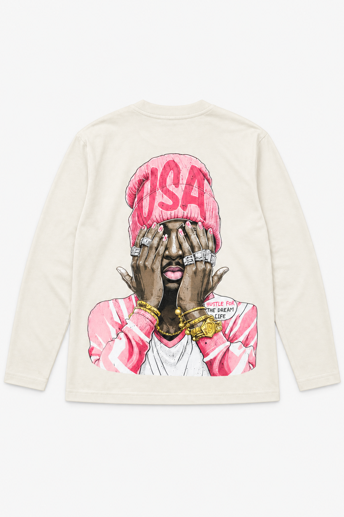 T-shirt en coton LL110065 LS — Écru — vue à plat