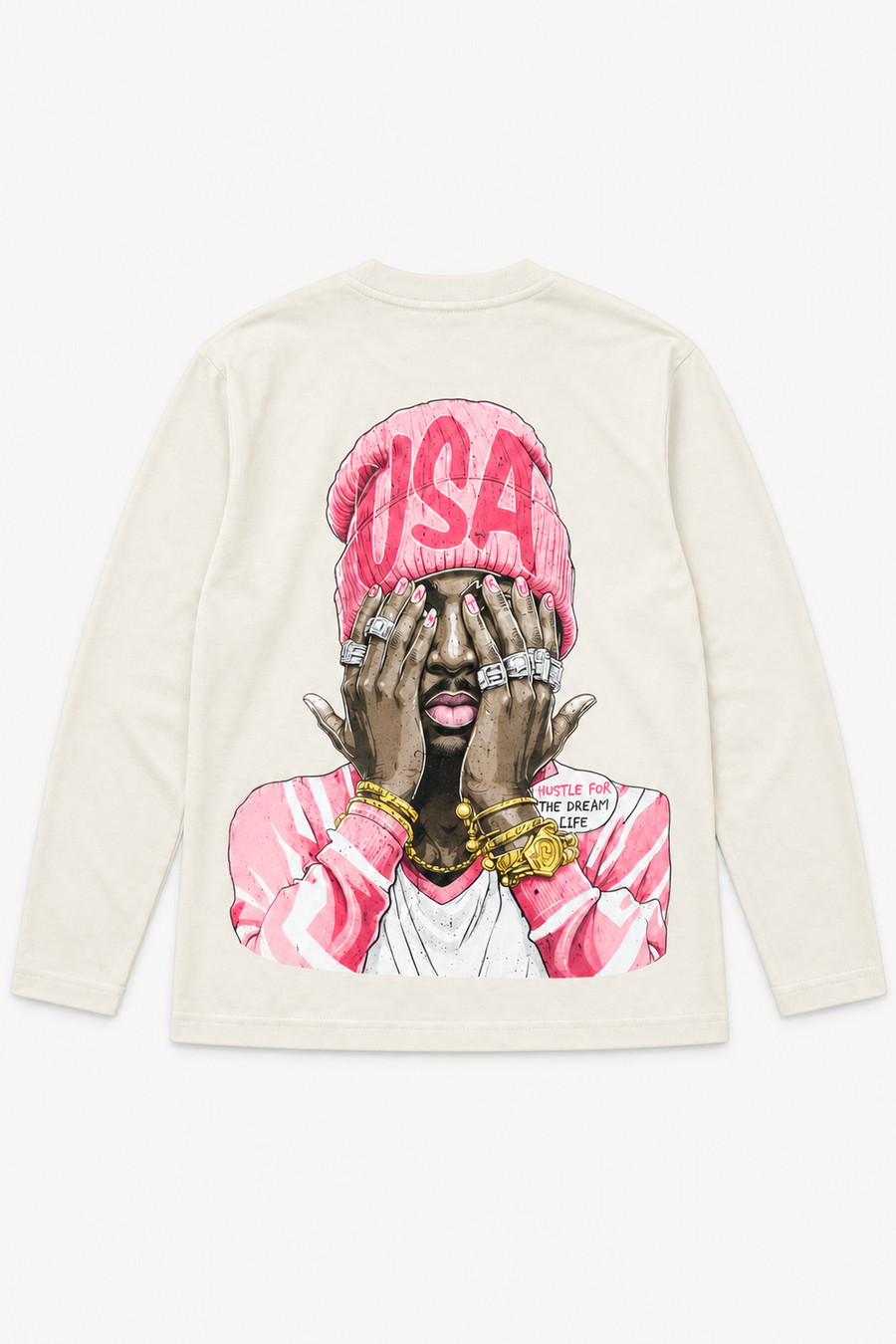 T-shirt en coton LL110065 LS — Écru — vue à plat