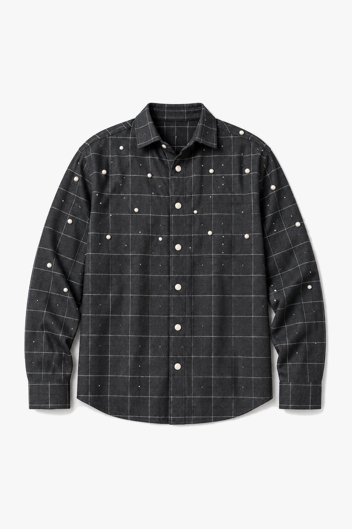 Chemise à quadrillage 27701 — Noir — vue à plat