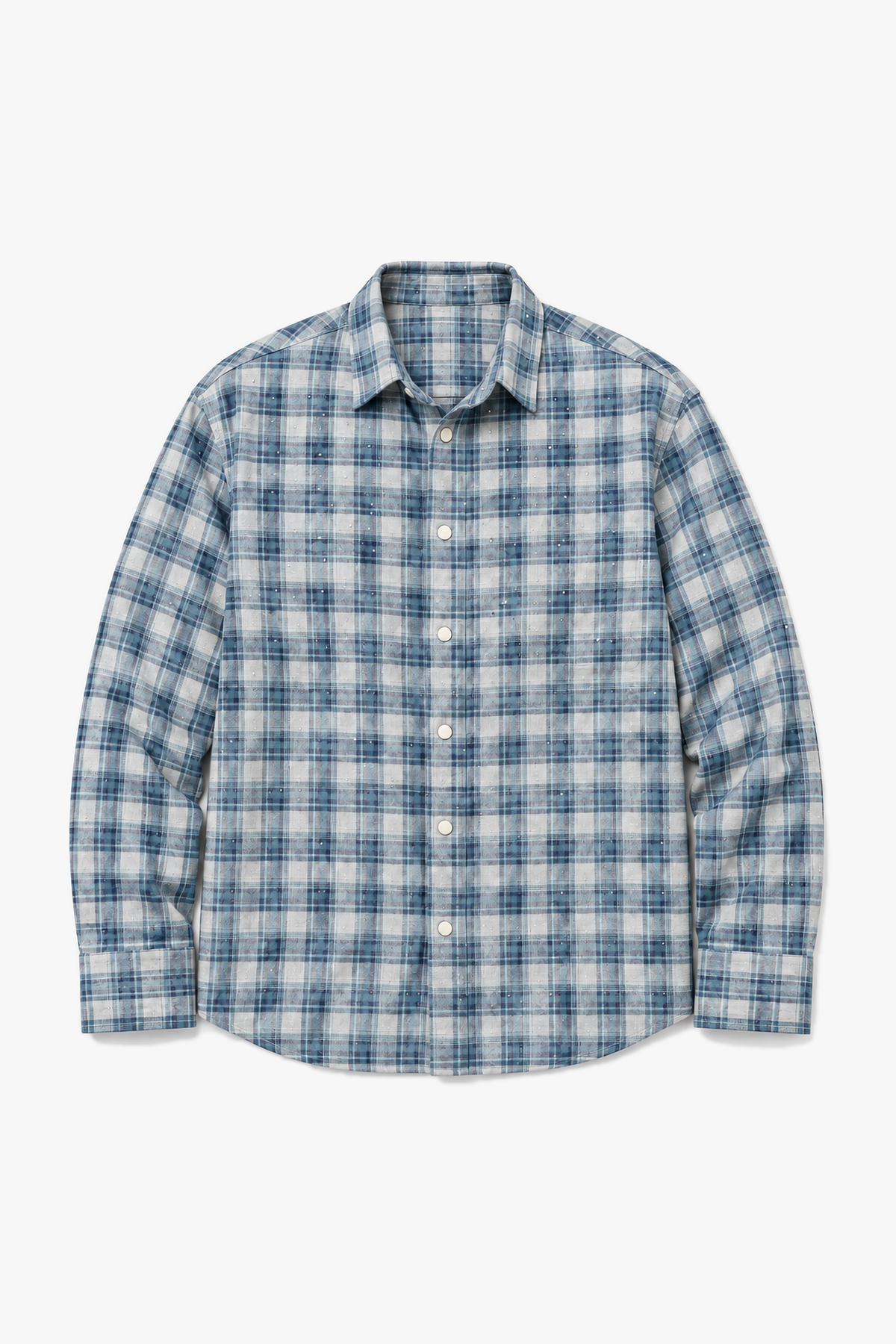 Chemise à carreaux 27704 — Bleu — vue à plat