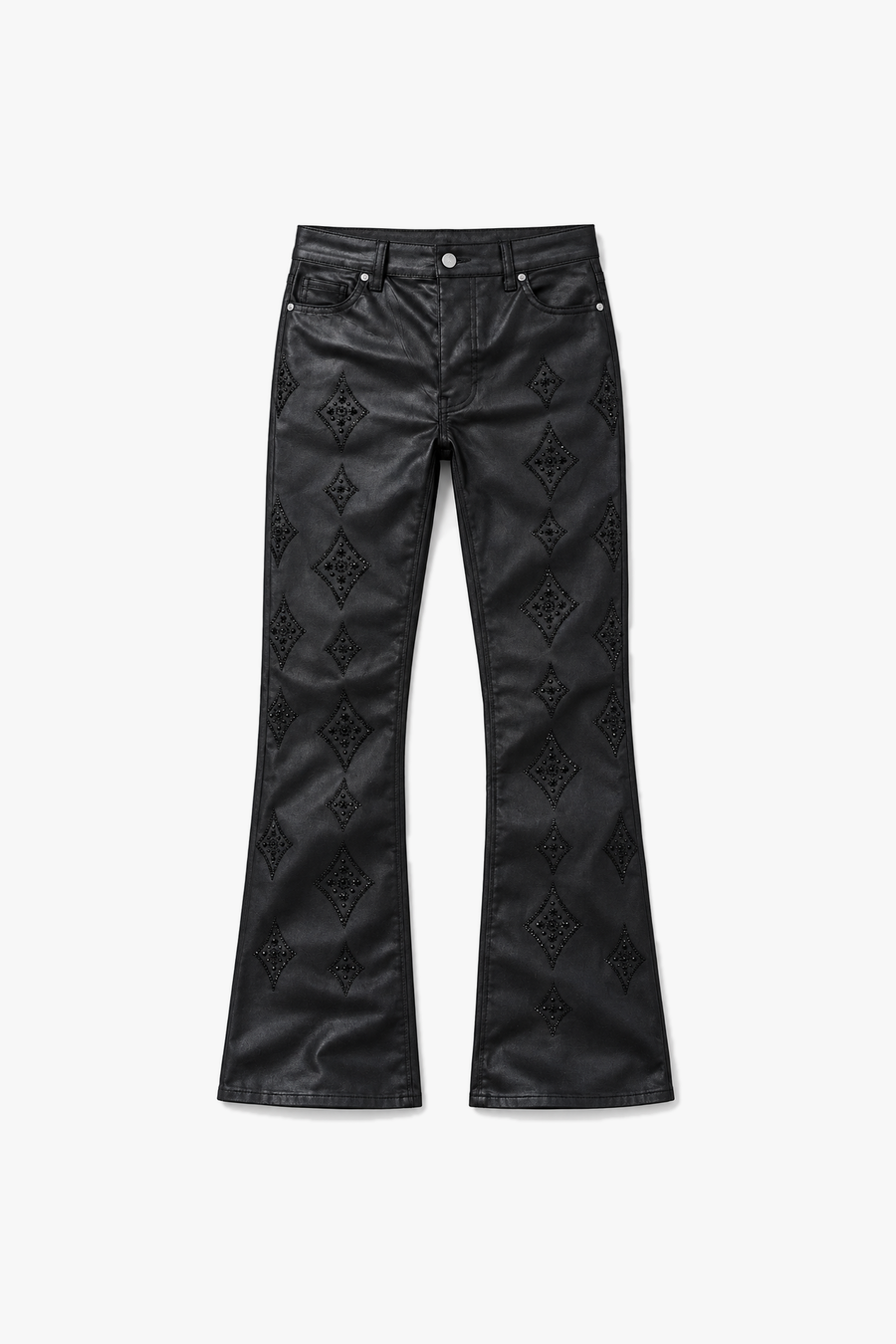 Jean flare effet enduit FG 100 — Noir — vue à plat