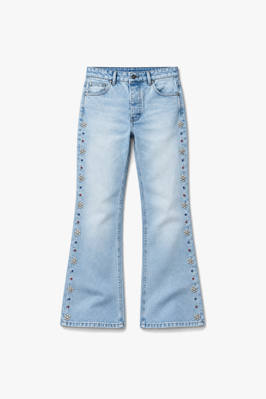 Jean flare détails latéraux FG 101 — Bleu Clair — vue à plat