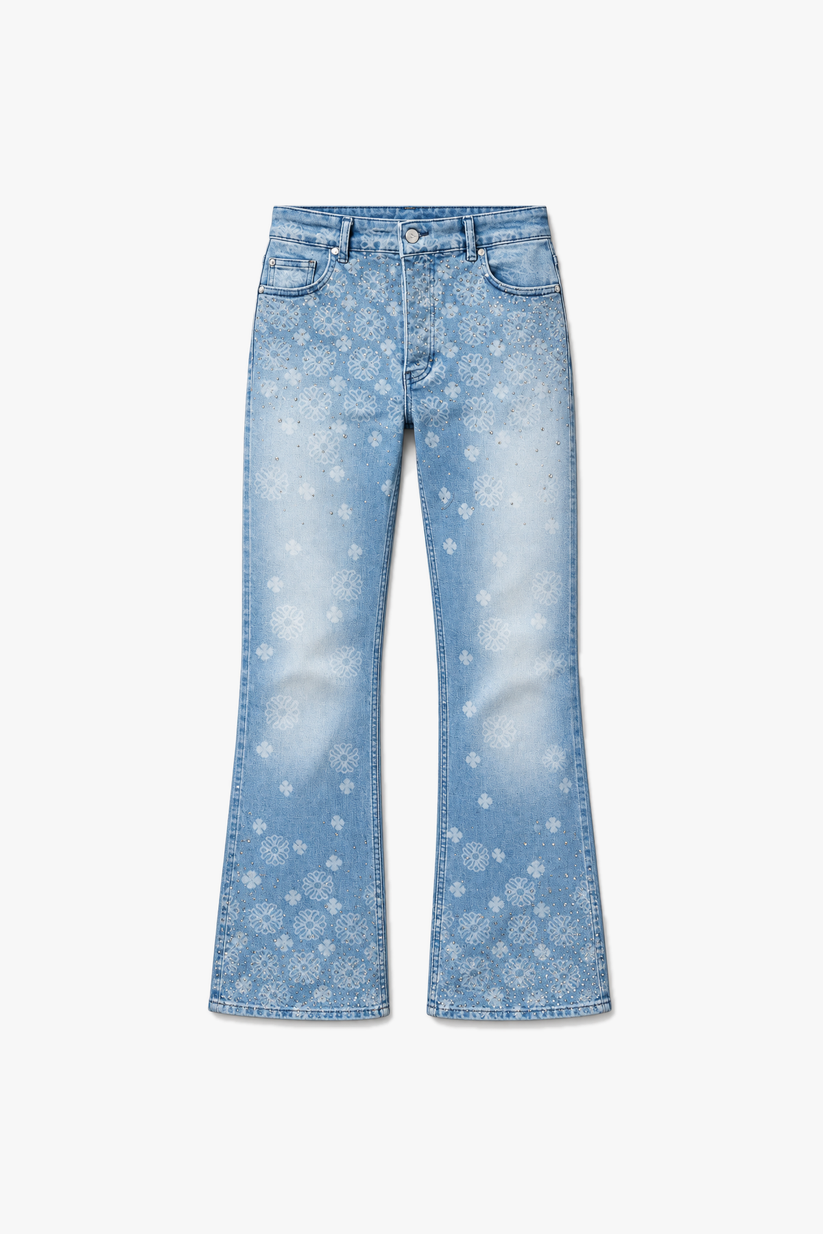 Jean flare motifs FG 103 — Bleu Clair — vue à plat