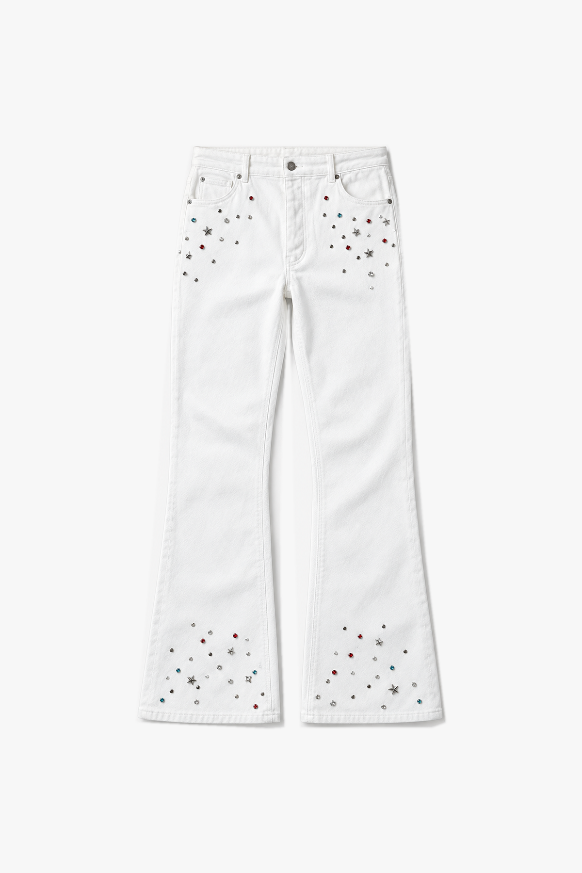 Jean flare détails brillants FG 108 — Blanc — vue à plat