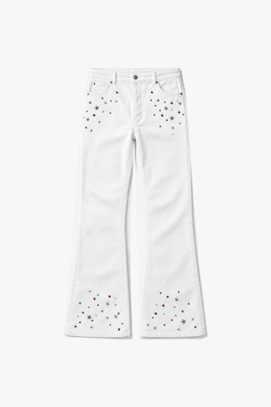 Jean flare détails brillants FG 108 — Blanc — vue à plat