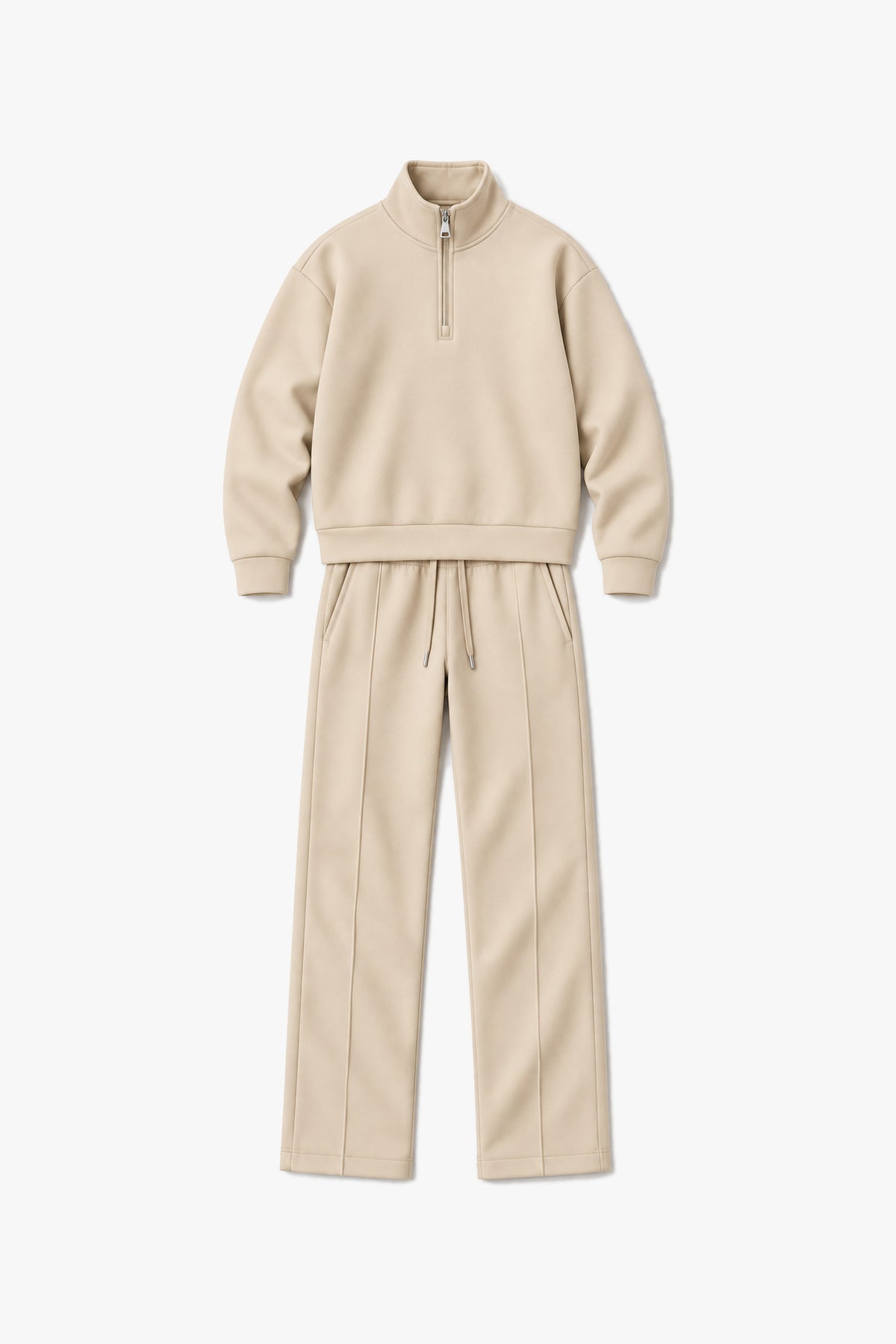 Ensemble demi-zip LP-2652 - Beige - vue à plat