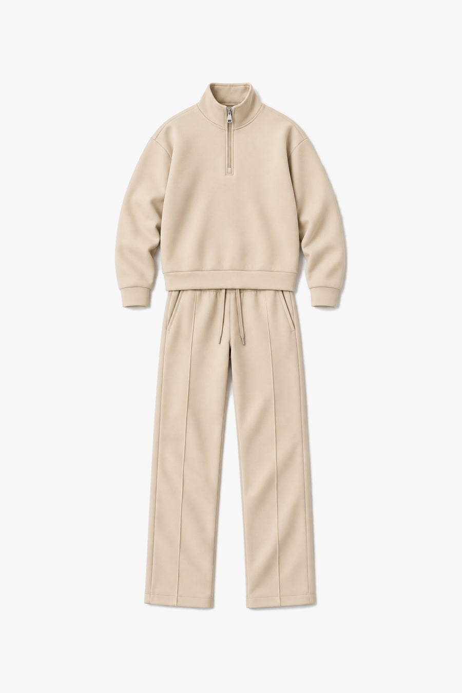 Ensemble demi-zip LP-2652 - Beige - vue à plat
