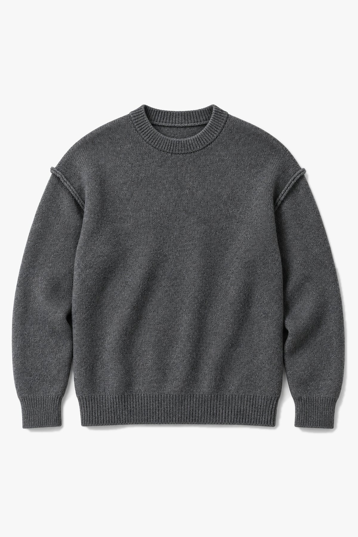 Pull à coutures apparentes GL 2711 - Anthracite - Vue à plat sans mannequin