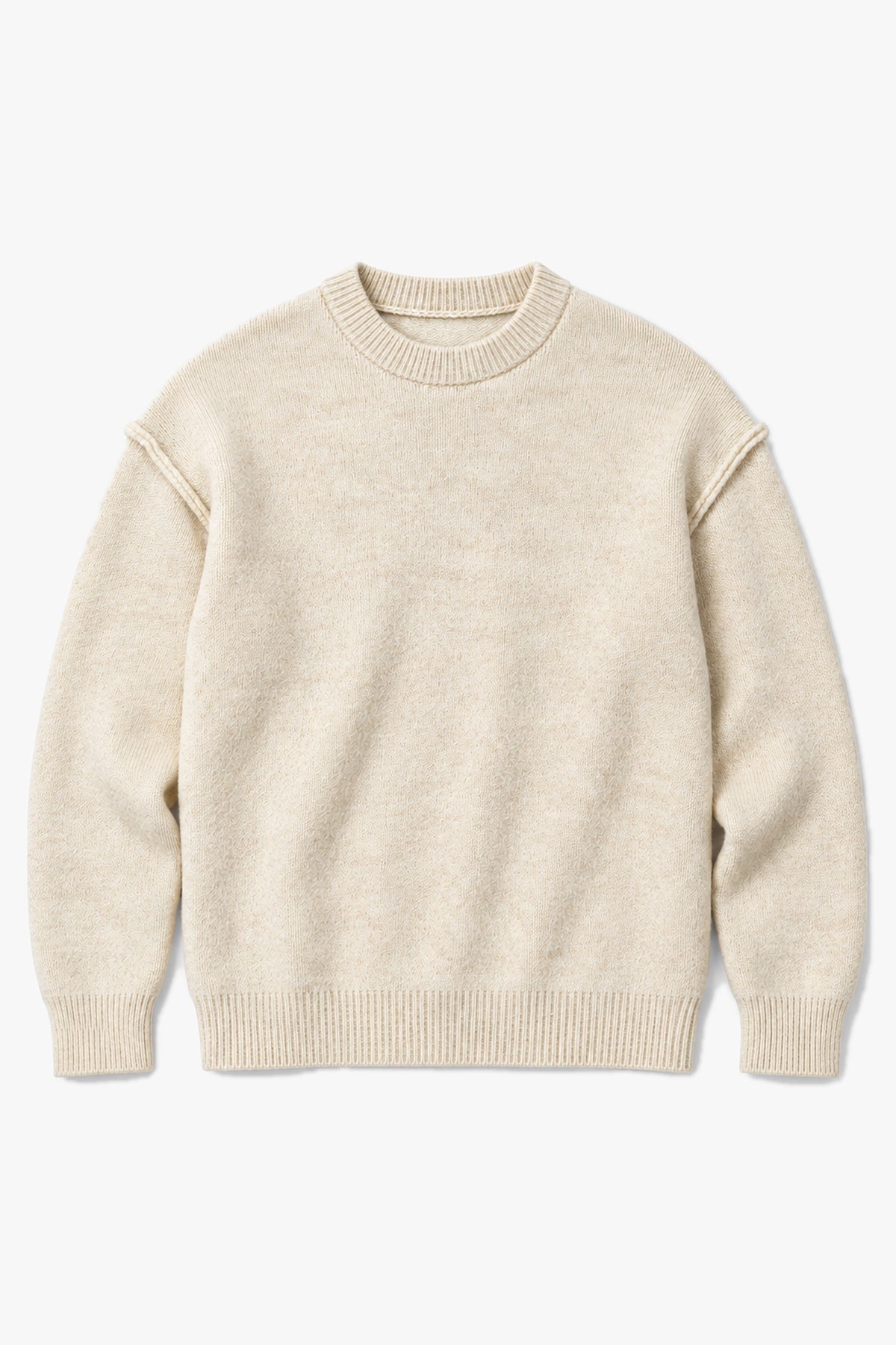 Pull à coutures apparentes GL 2711 - Beige - Vue à plat sans mannequin
