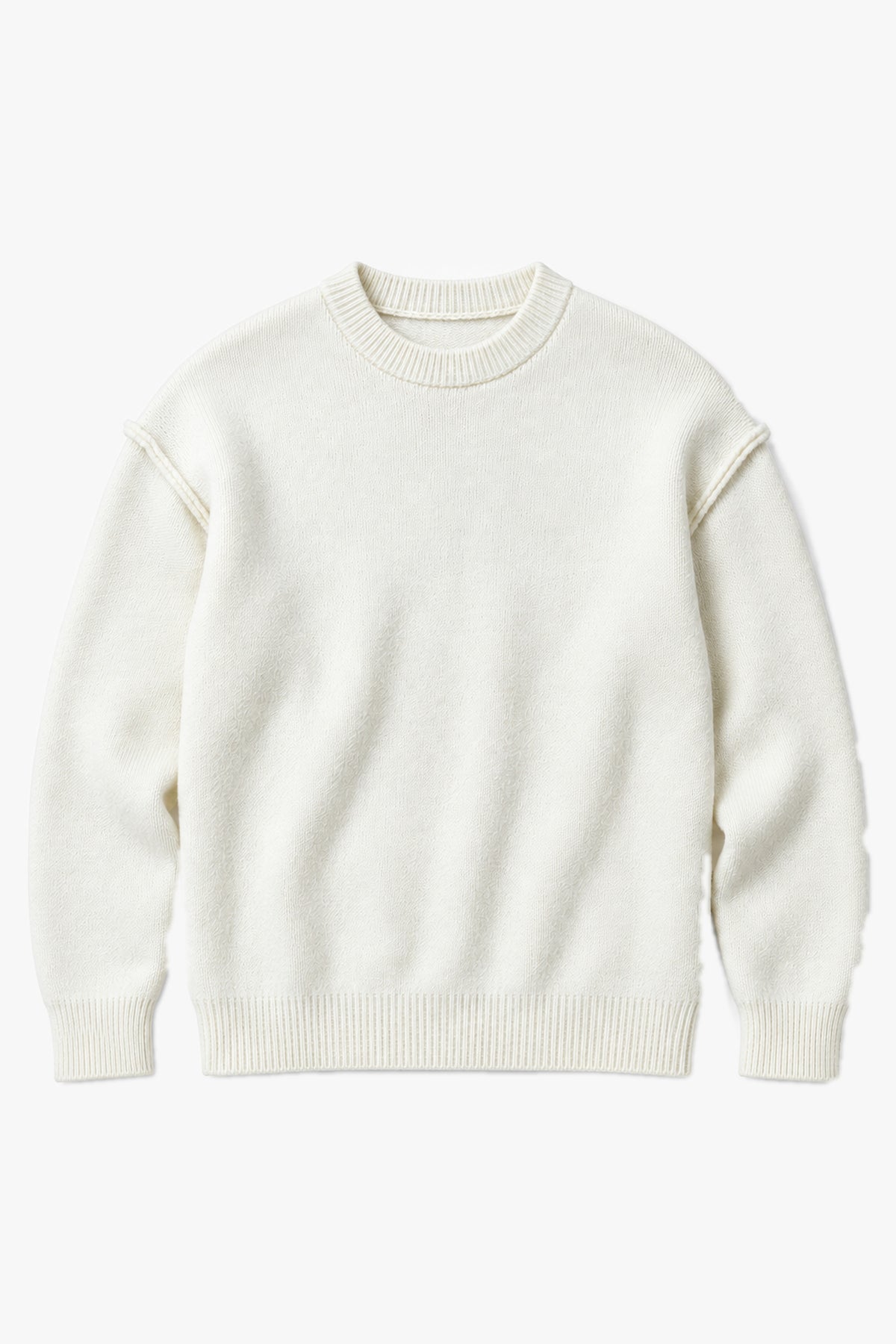 Pull à coutures apparentes GL 2711 - Blanc - Vue à plat sans mannequin