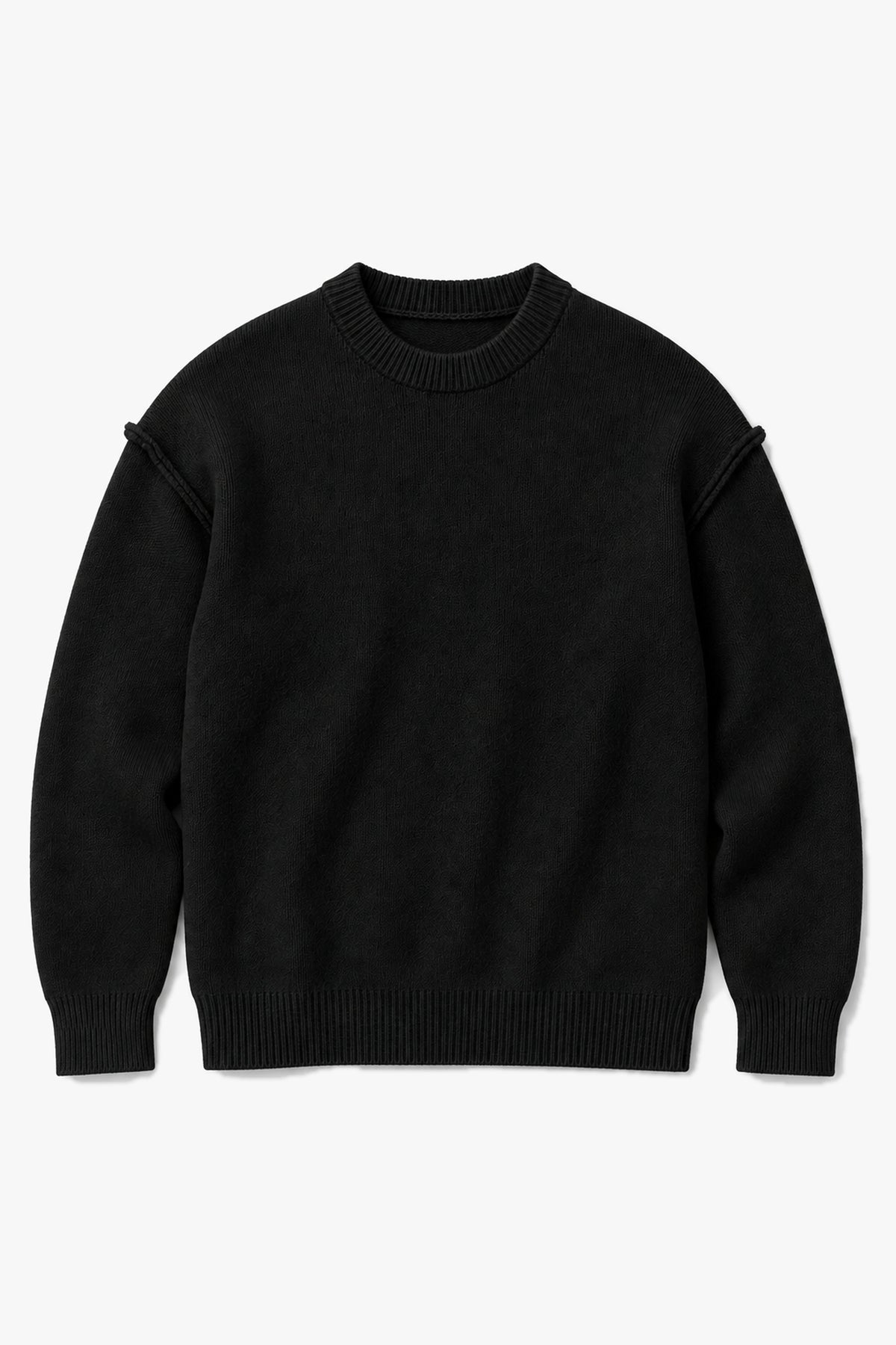 Pull à coutures apparentes GL 2711 - Noir - Vue à plat sans mannequin