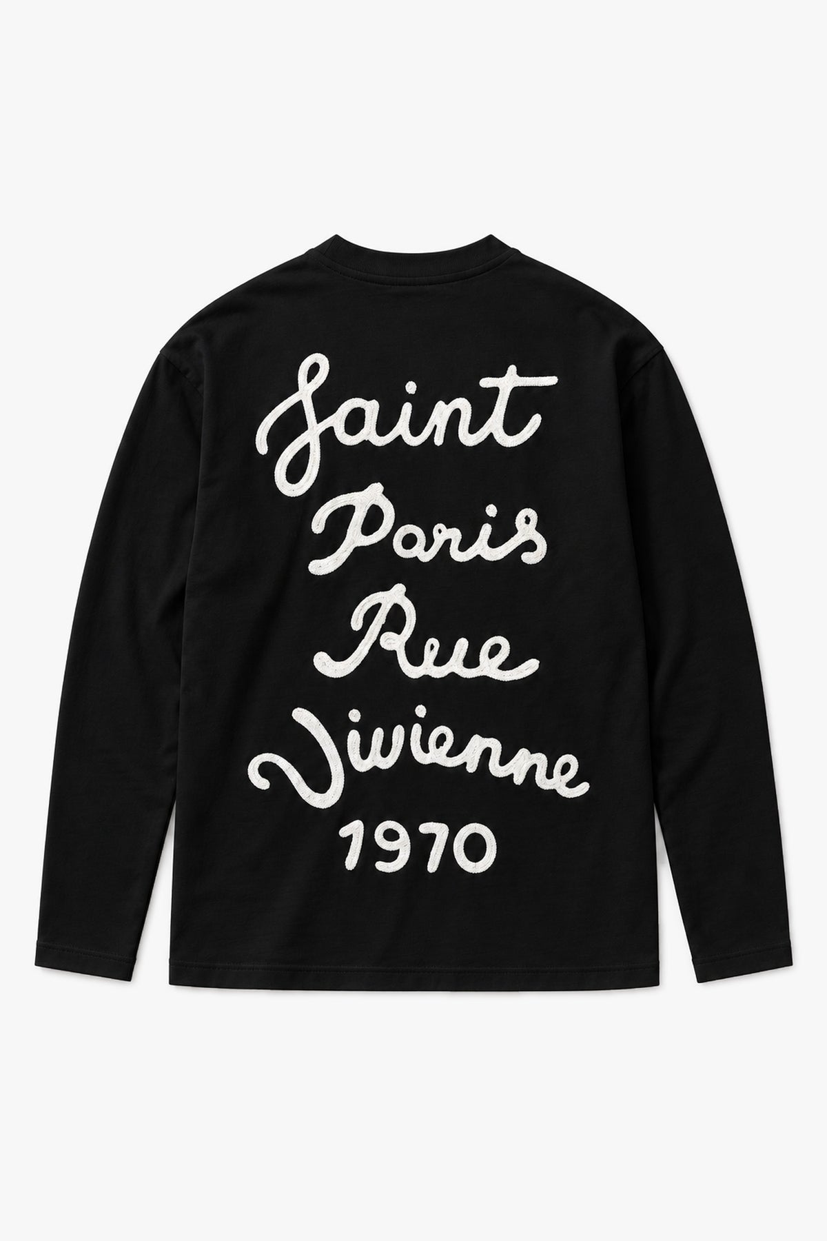 T-shirt manches longues Rue Vivienne IPF 129 - Noir - Vue à plat sans mannequin