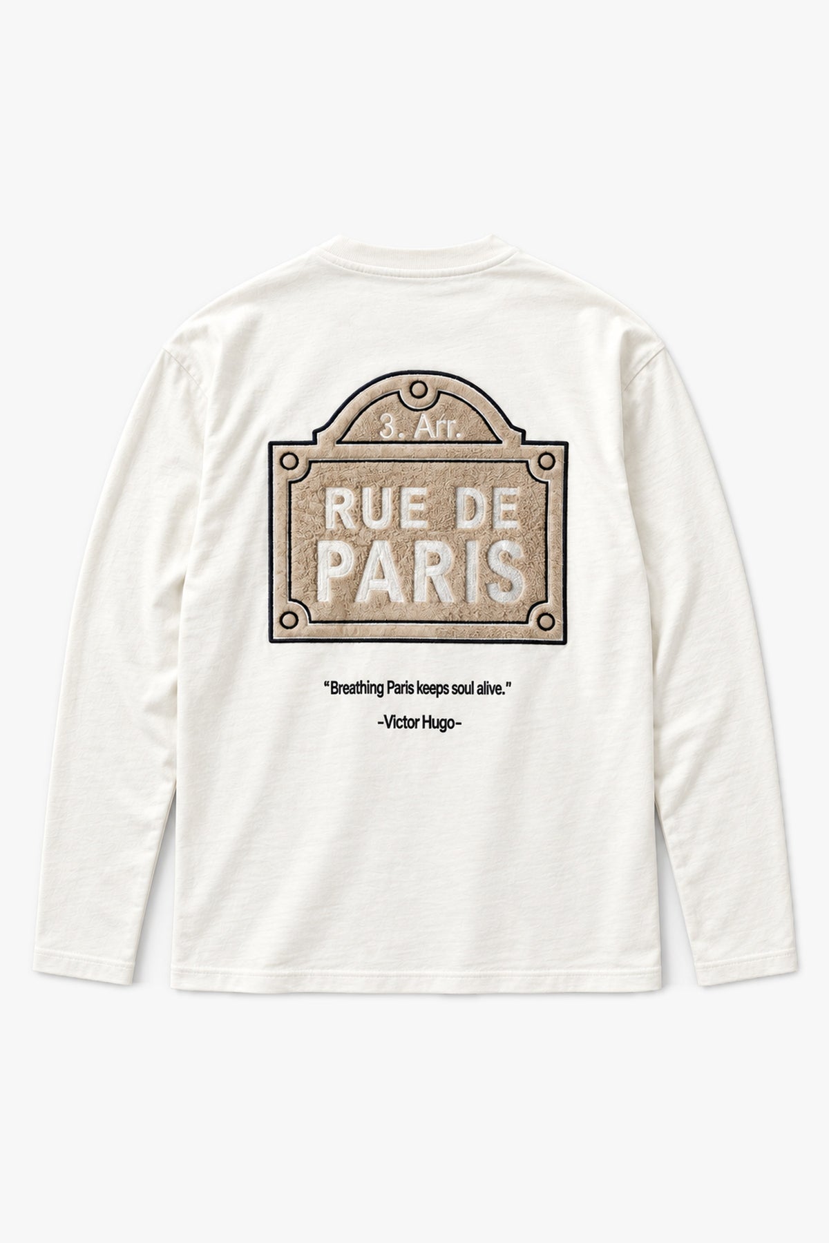 T-shirt manches longues Rue de Paris IPM239 - Écru - Vue à plat sans mannequin
