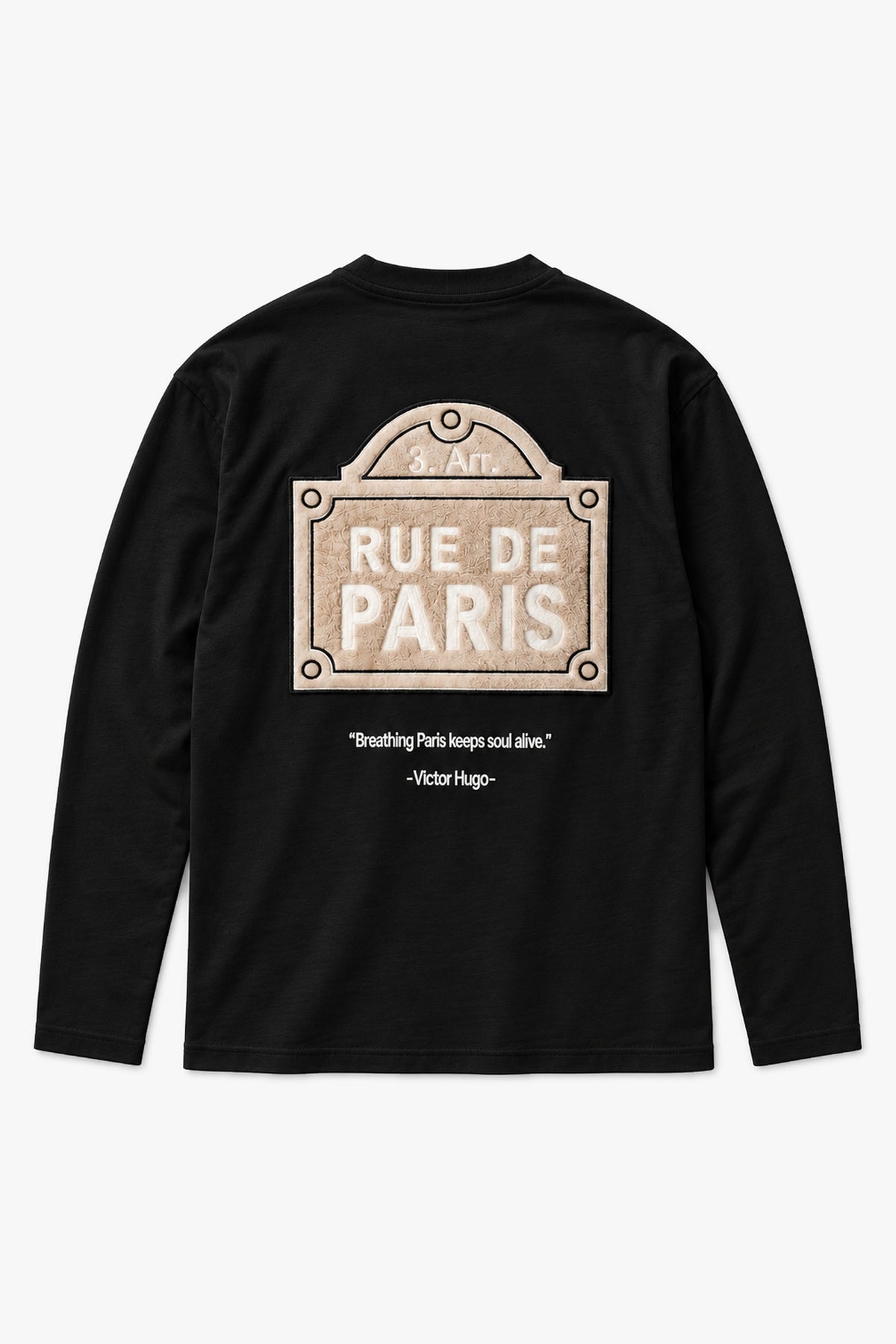T-shirt manches longues Rue de Paris IPM239 - Noir - Vue à plat sans mannequin