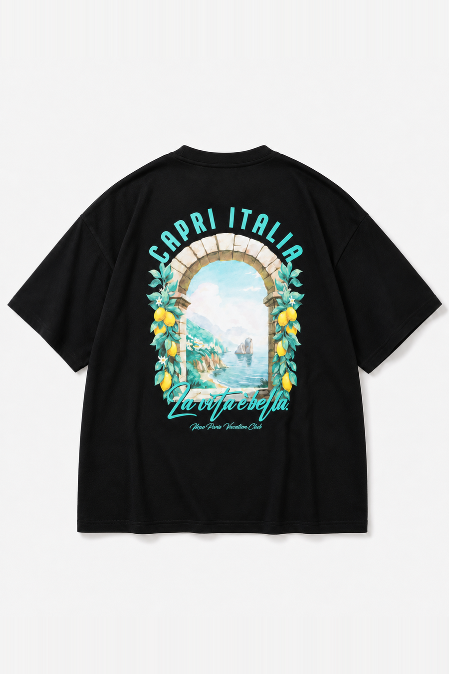 IKAO PARIS IPM163 Noir – t-shirt oversize, vue de dos sans mannequin sur fond clair