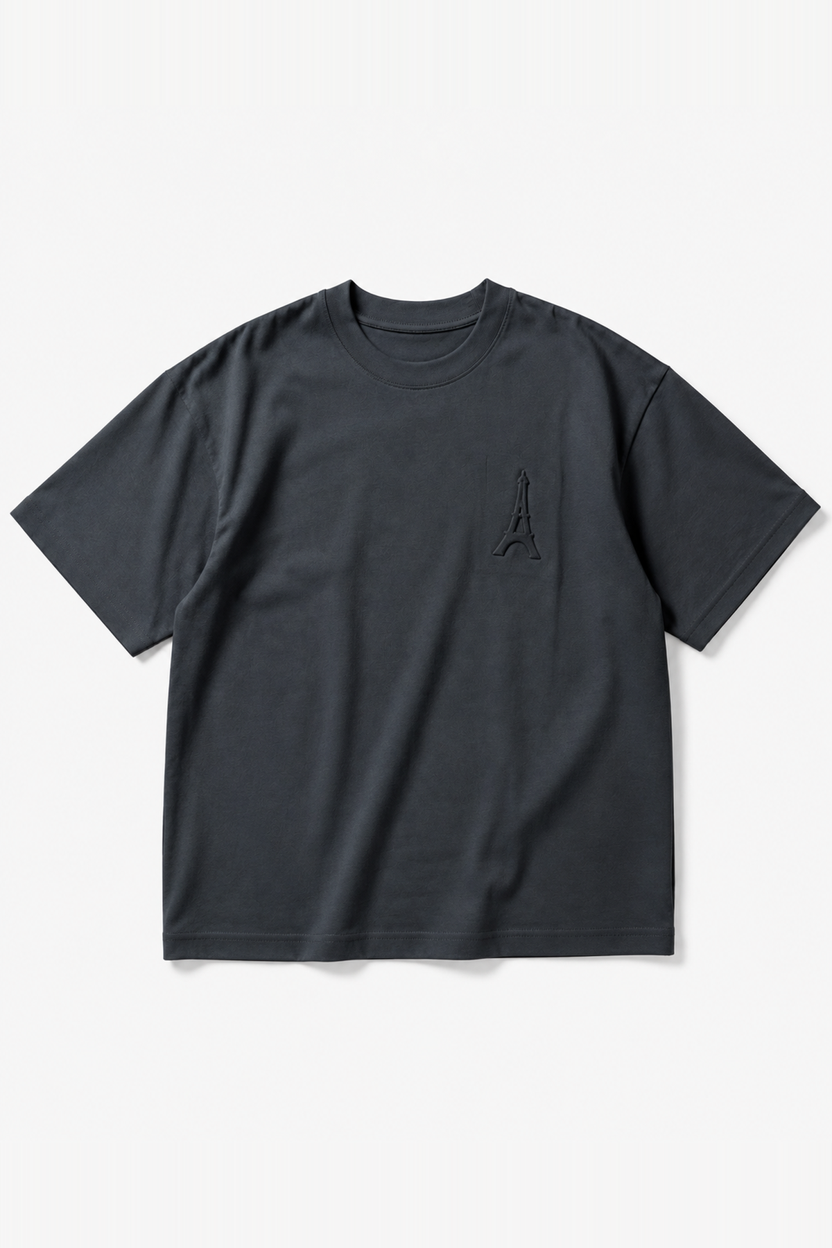 IKAO PARIS IPM227 Anthracite – t-shirt oversize, vue de face sans mannequin sur fond clair