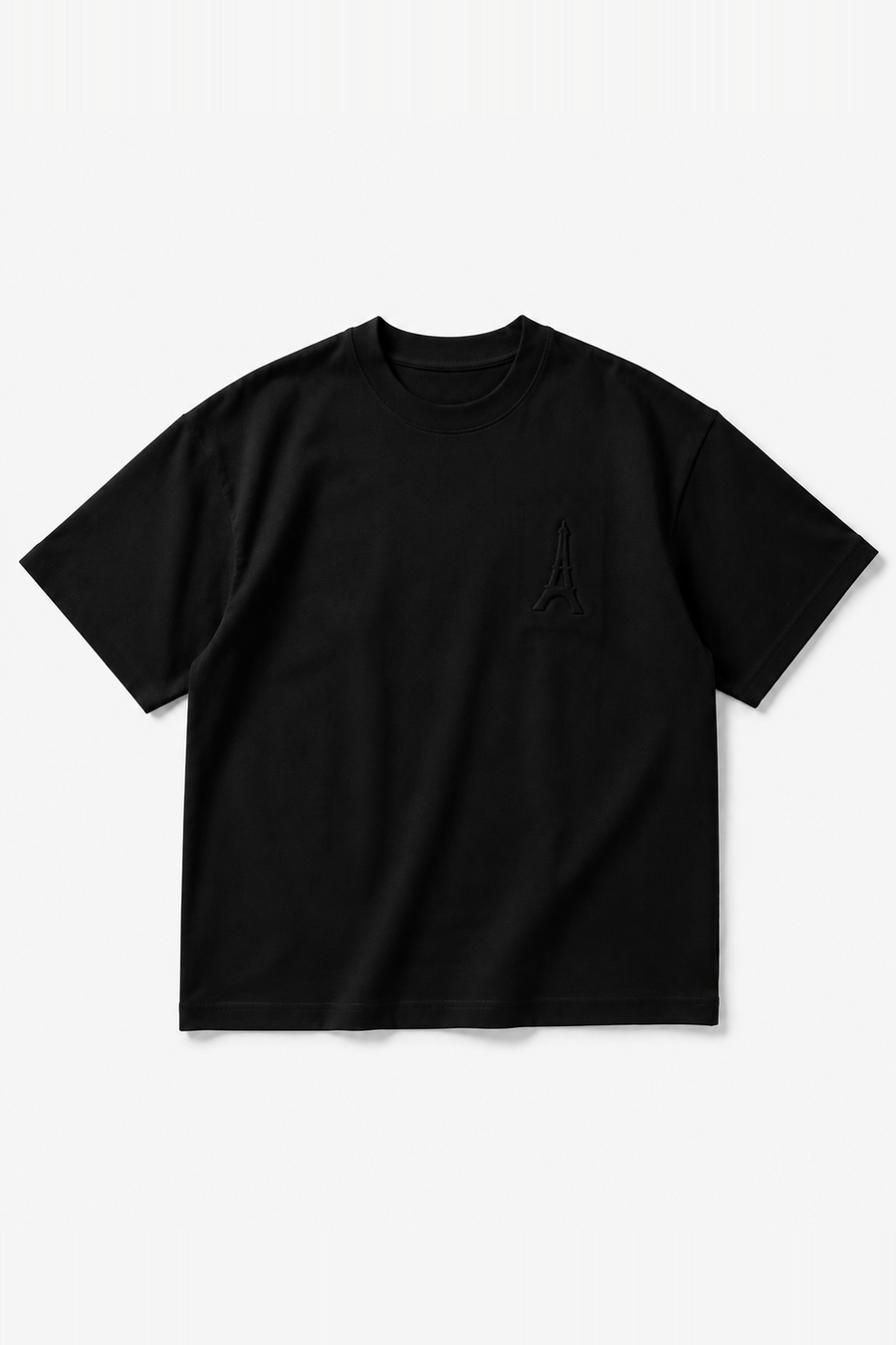 IKAO PARIS IPM227 Noir – t-shirt oversize, vue de face sans mannequin sur fond clair
